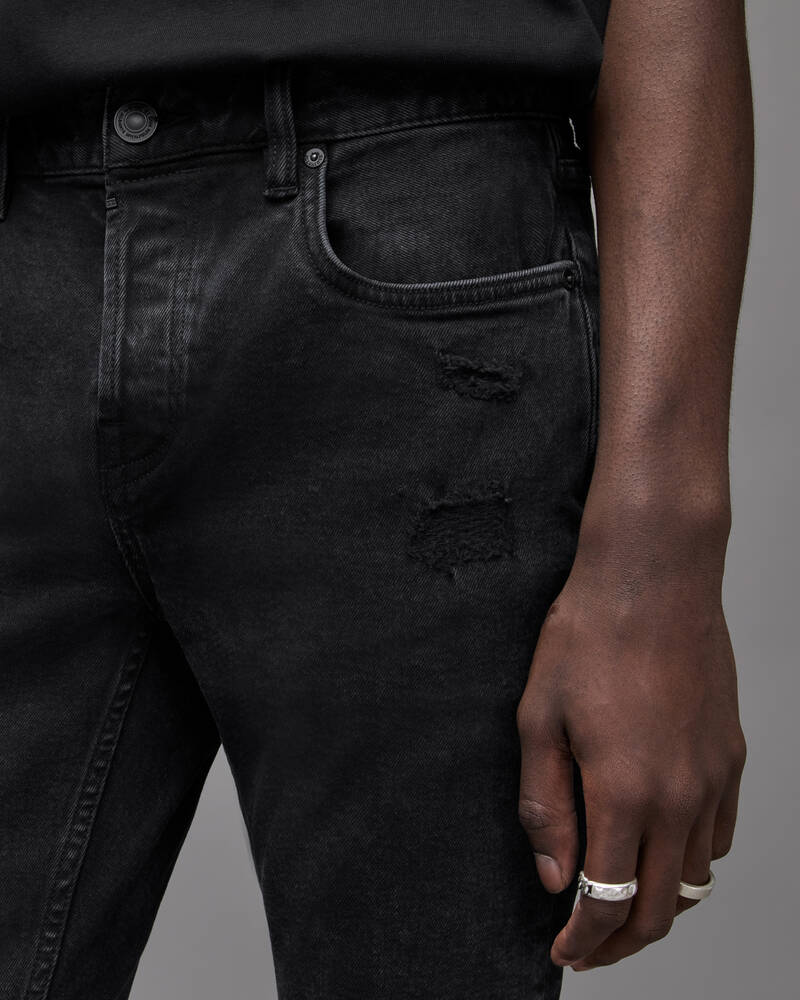 Jeans Allsaints Cigarette Damaged Flaco Hombre Negros | XT9780354