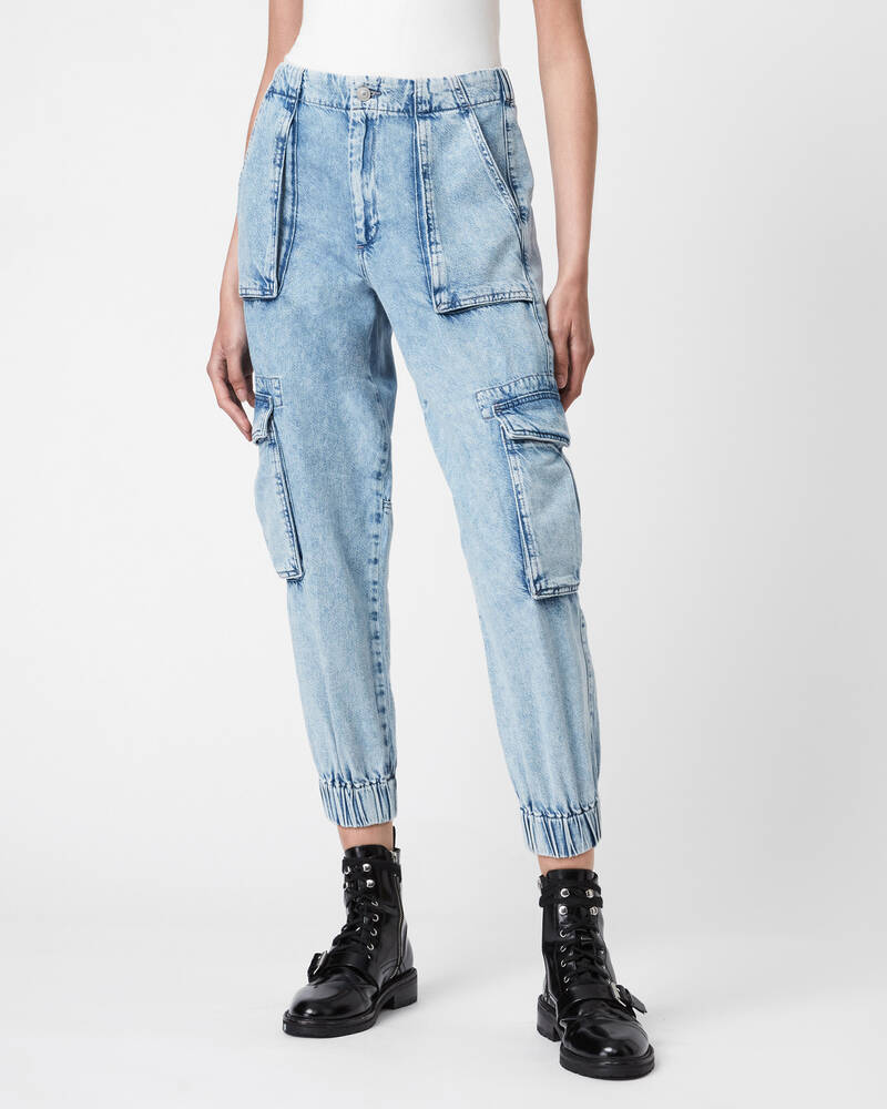 Jeans Allsaints Frieda High Rise Denim Cargo Mujer Azules Azules | MZ6523107