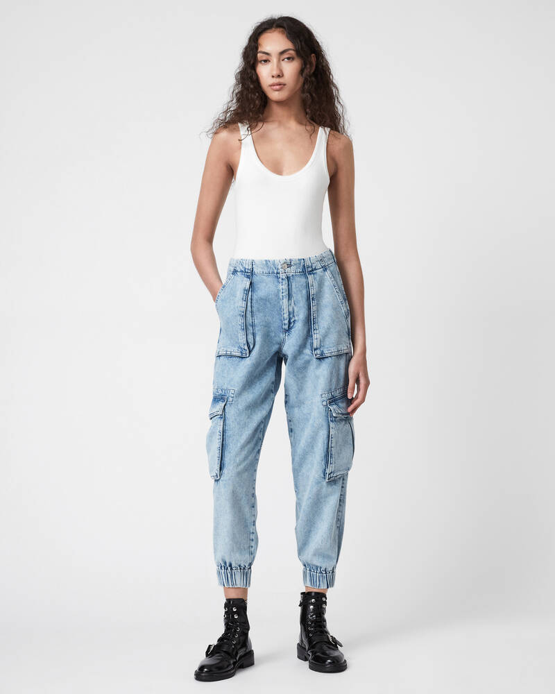 Jeans Allsaints Frieda High Rise Denim Cargo Mujer Azules Azules | MZ6523107