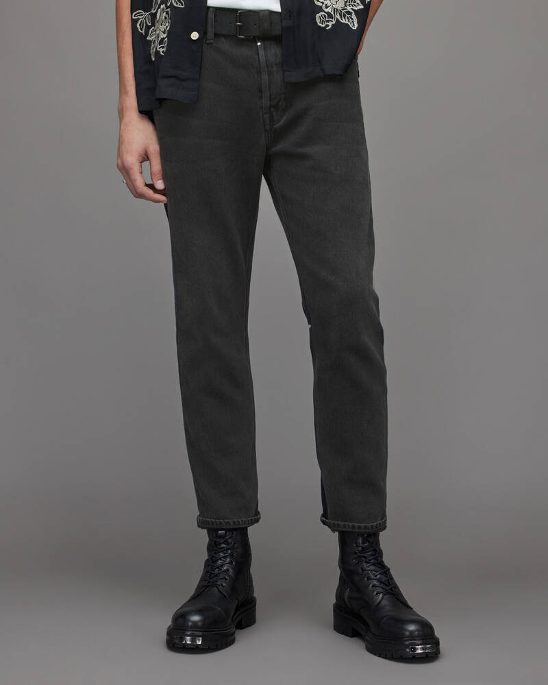 Jeans Allsaints Jack Cropped Tapered Hombre Negros | DJ5921086