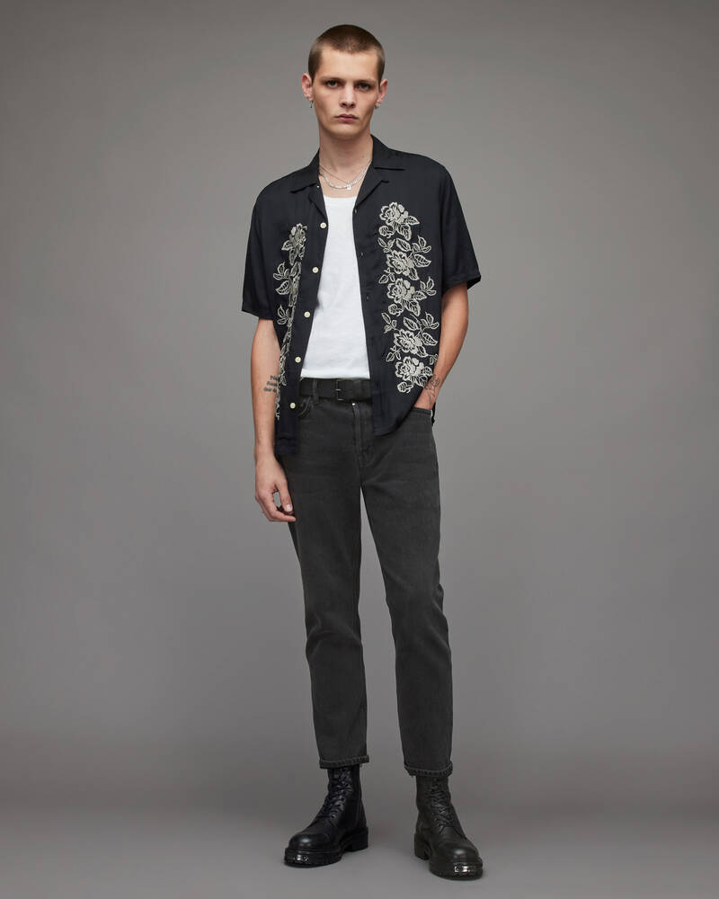 Jeans Allsaints Jack Cropped Tapered Hombre Negros | DJ5921086