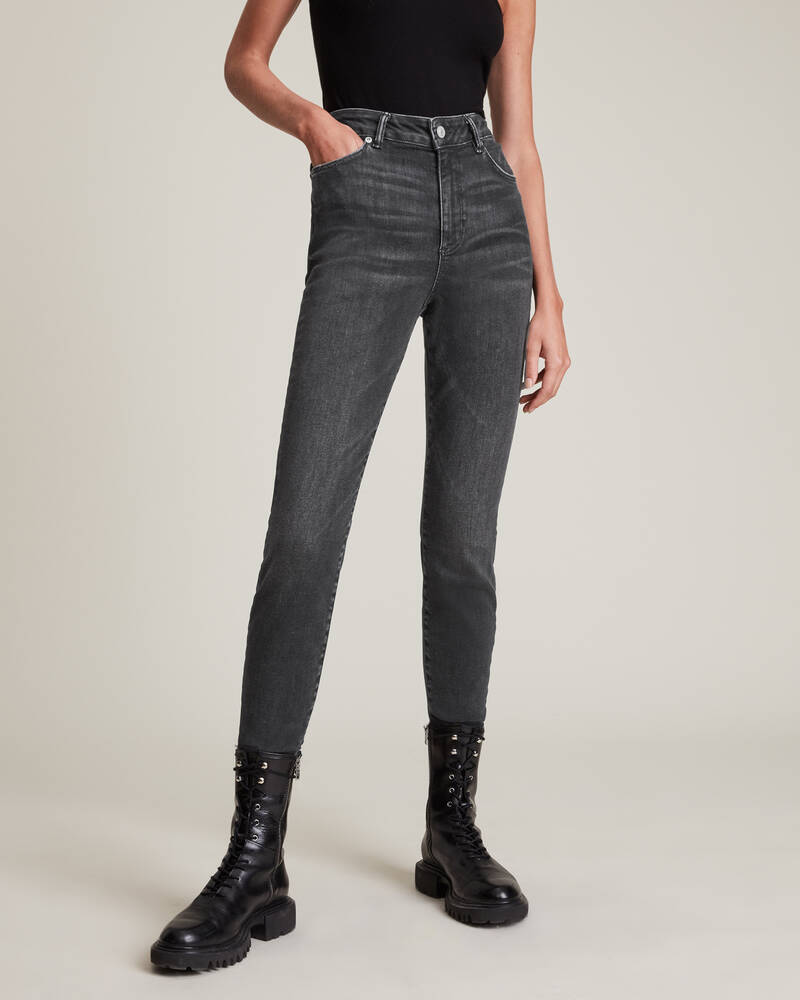 Jeans Allsaints Phoenix Ultra High Rise Flaco Size Me Mujer Negros | GL2459306