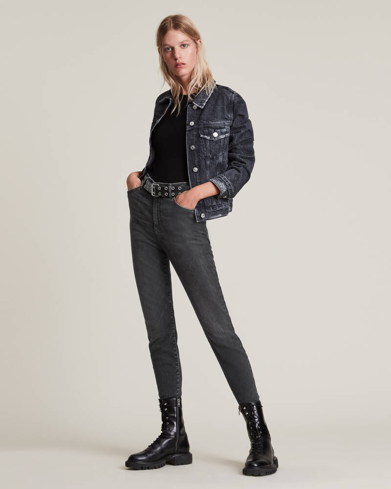 Jeans Allsaints Phoenix Ultra High Rise Flaco Size Me Mujer Negros | GL2459306