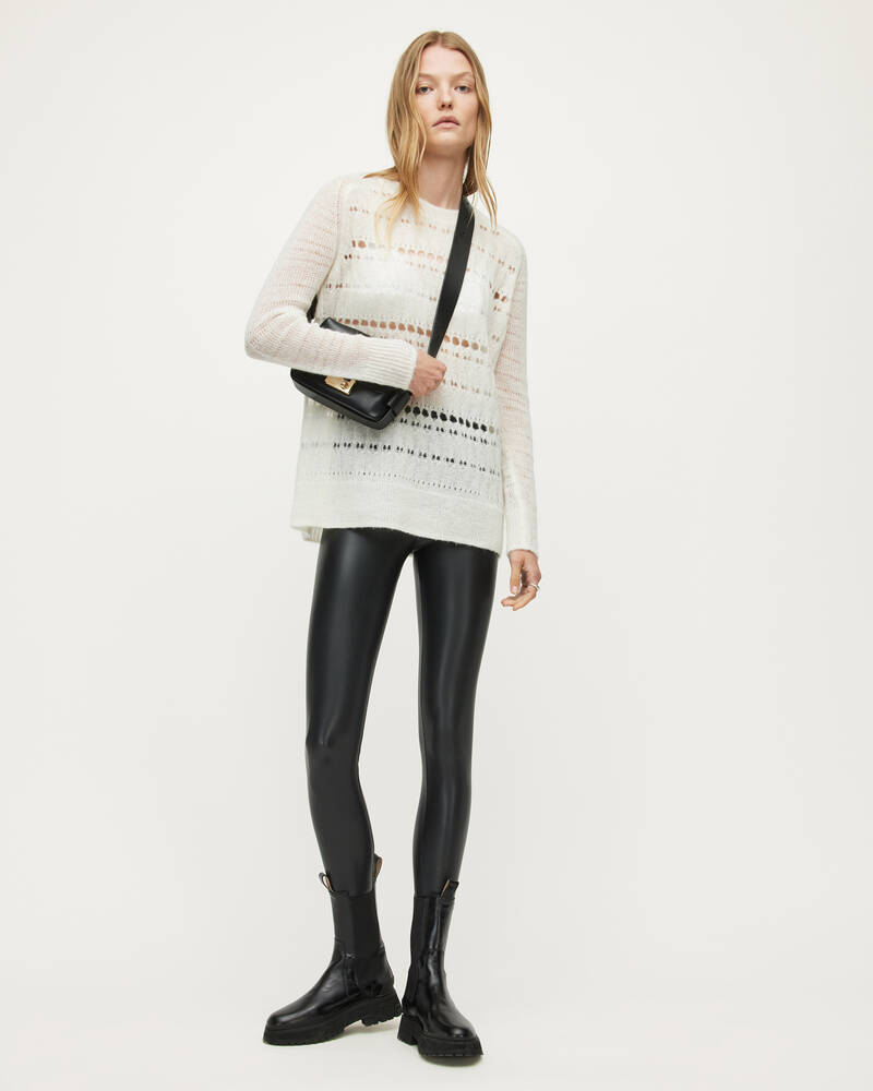 Leggins Allsaints Cora Cuero Look High Rise Mujer Negros | MV2093674