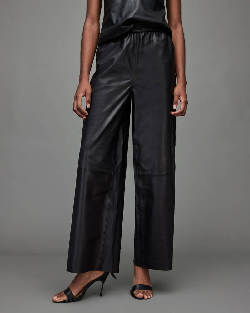 Pantalones Allsaints Aspen Cuero Mujer Negros | LN9143807