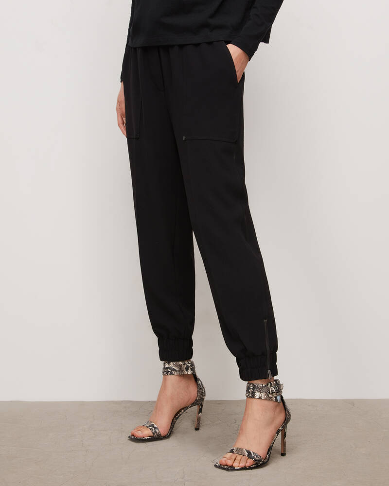 Pantalones Allsaints Auden Mid Rise Cuffed Mujer Negros | CQ0721935