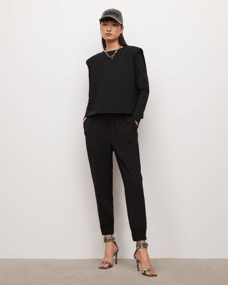 Pantalones Allsaints Auden Mid Rise Cuffed Mujer Negros | CQ0721935