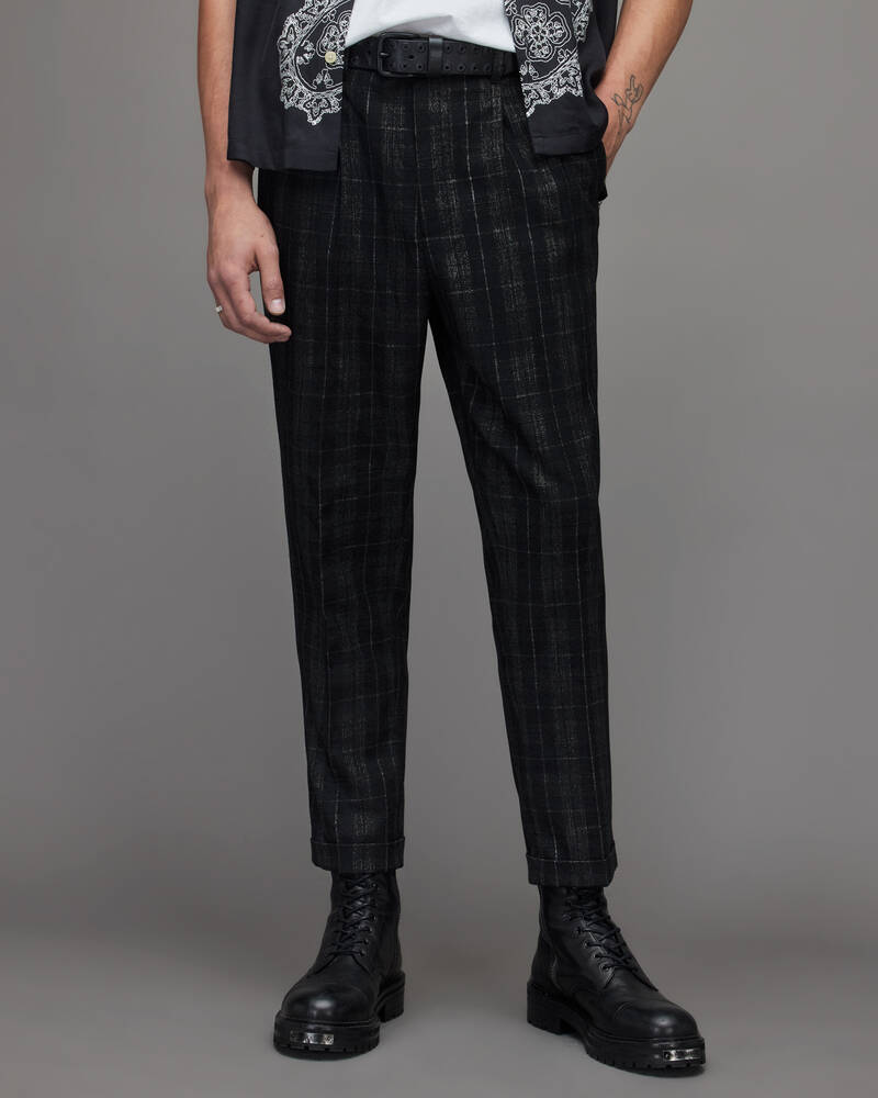 Pantalones Allsaints Harvey Slim Checked Hombre Grises | PX3250879