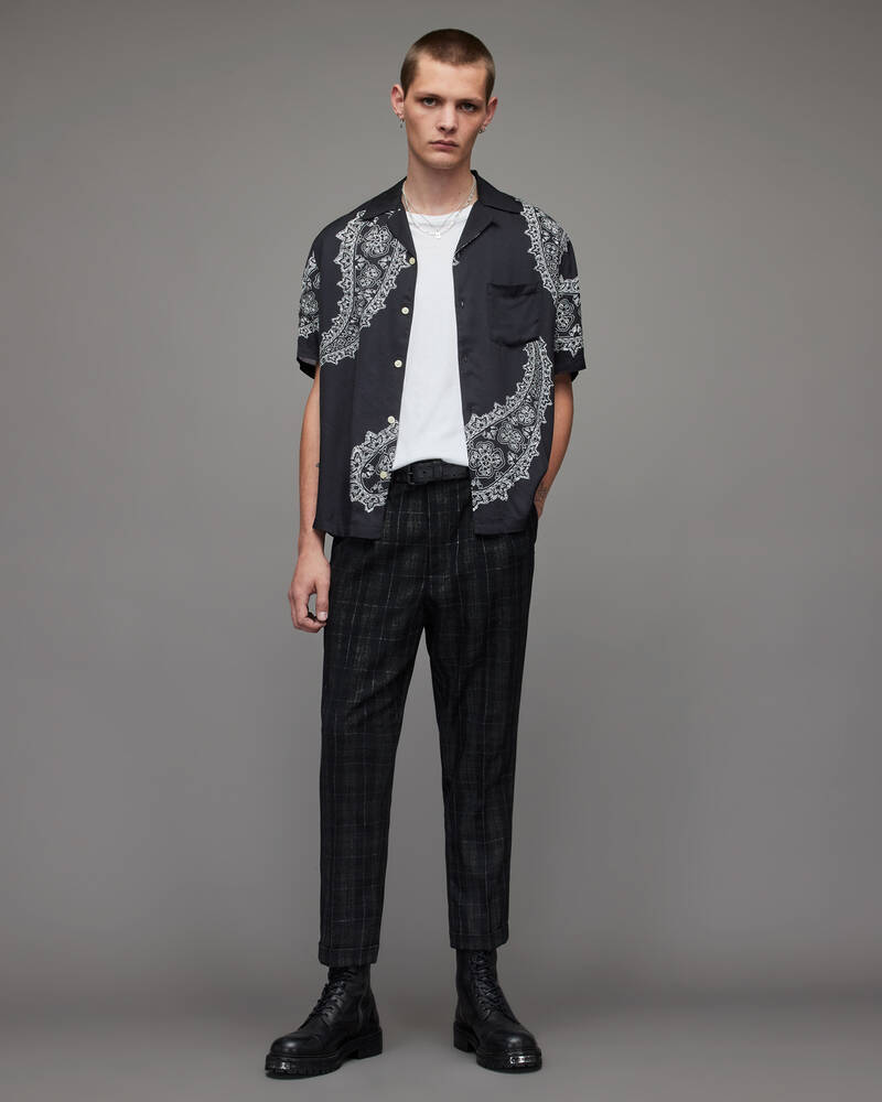 Pantalones Allsaints Harvey Slim Checked Hombre Grises | PX3250879