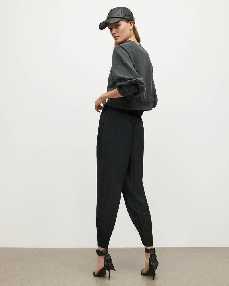 Pantalones Allsaints Nala Mid Rise Tapered Mujer Negros | VO1835467