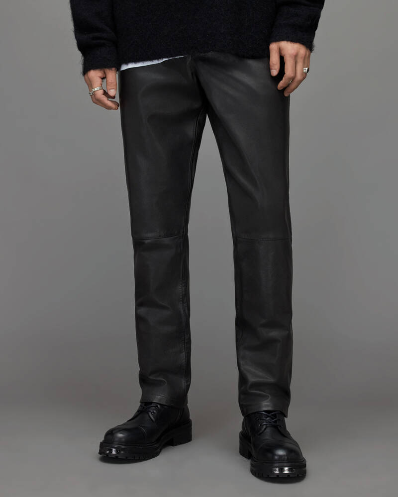 Pantalones Allsaints Nic Directo Cuero Hombre Negros | AX1624879