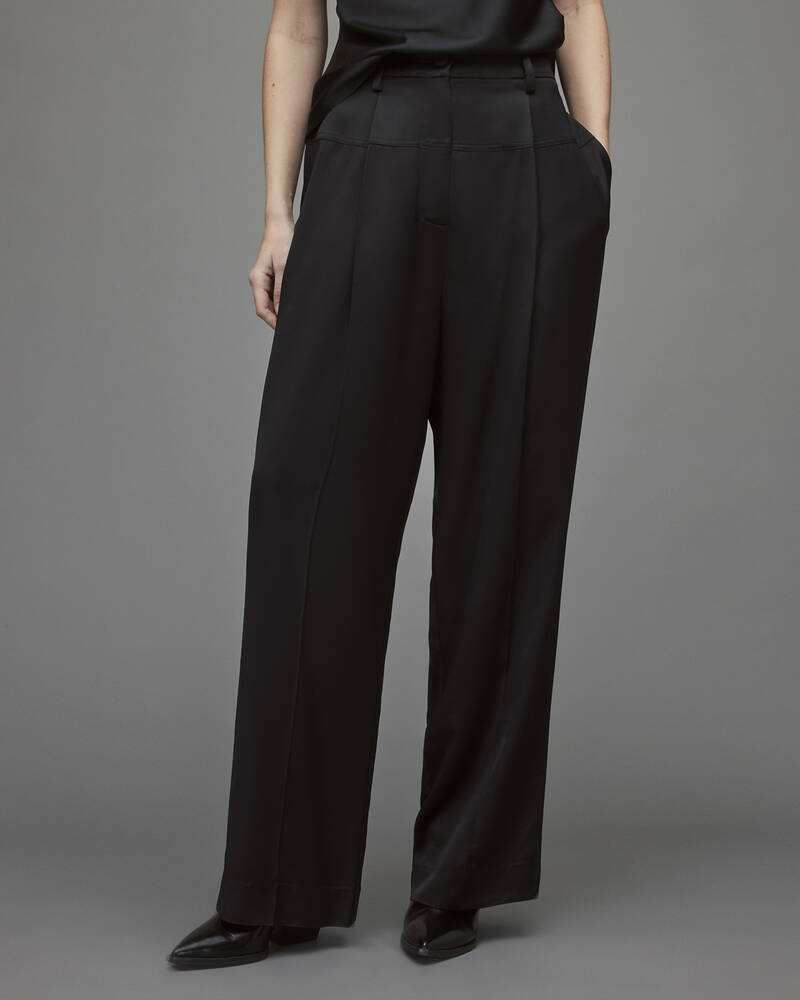 Pantalones Allsaints Norah High Rise Relaxed Mujer Negros | FH3904861