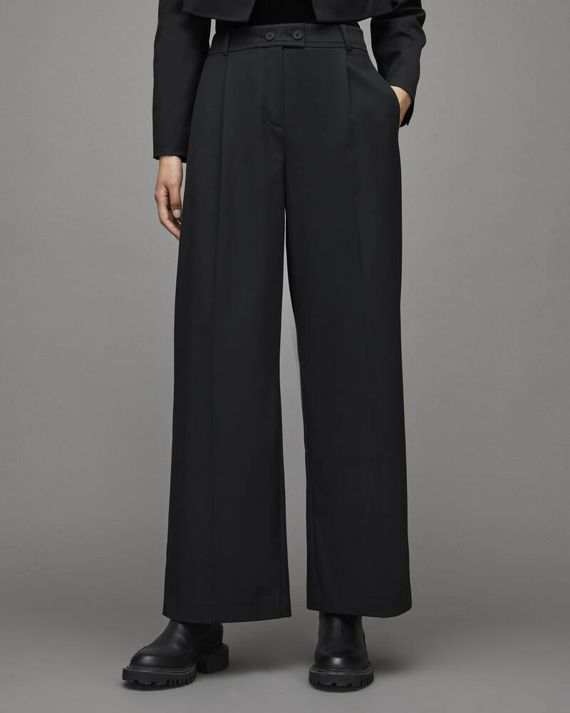 Pantalones Allsaints Seline Mid Rise Relaxed Mujer Negros | NK2150437