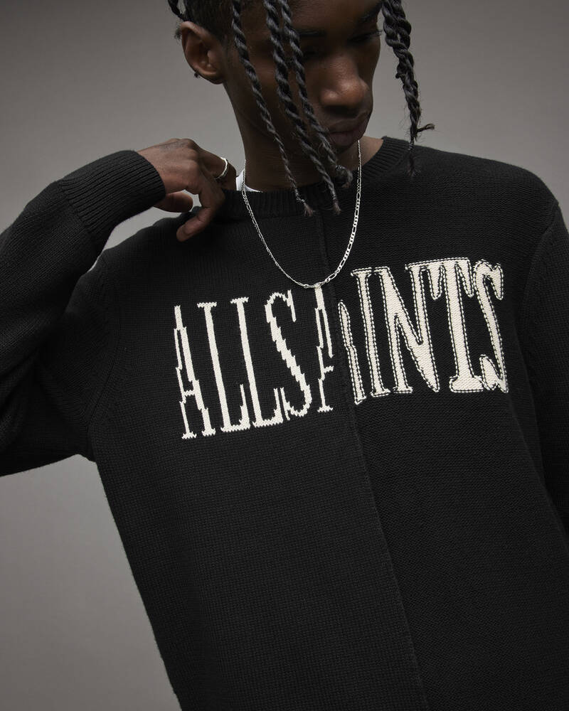 Prendas De Punto Allsaints Axis Saints Crew Jumper Hombre Negros | IE9316745