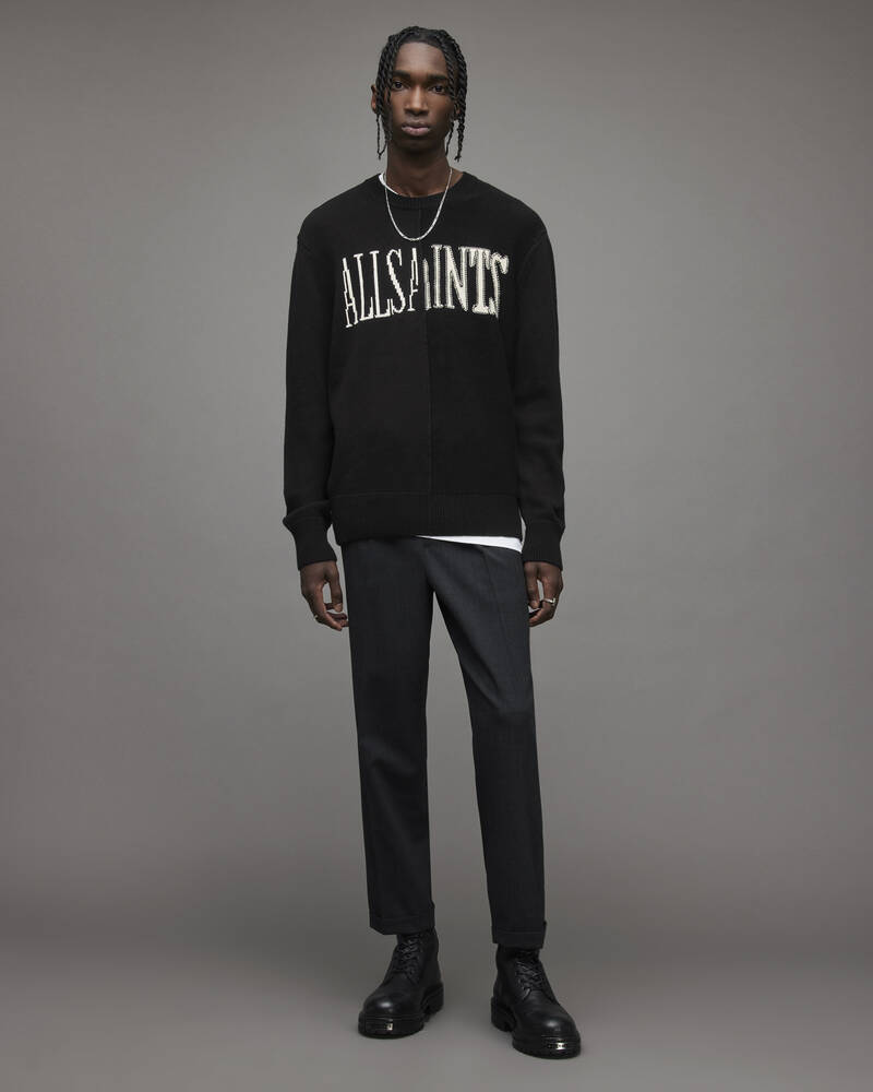 Prendas De Punto Allsaints Axis Saints Crew Jumper Hombre Negros | IE9316745