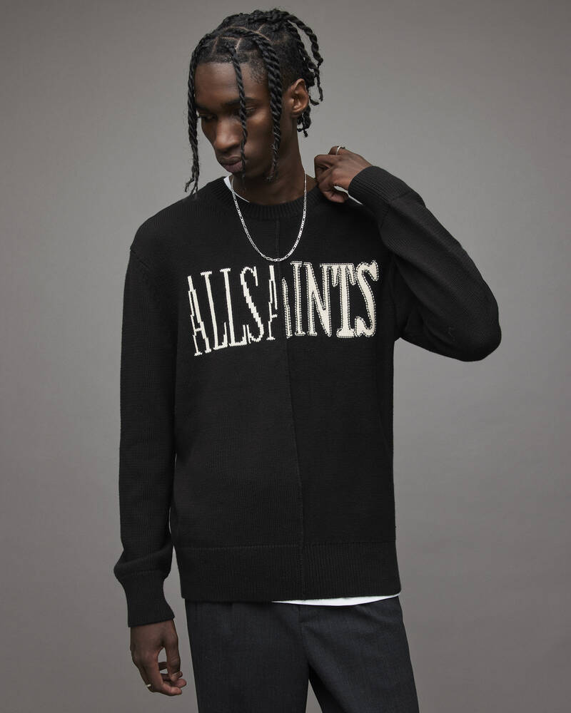 Prendas De Punto Allsaints Axis Saints Crew Jumper Hombre Negros | IE9316745