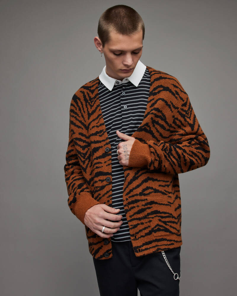 Prendas De Punto Allsaints Catt Tiger Cardigan Hombre Cobra | RP7589264