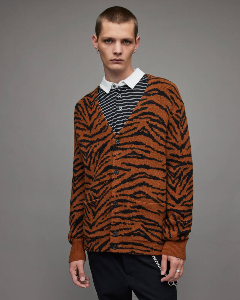 Prendas De Punto Allsaints Catt Tiger Cardigan Hombre Cobra | RP7589264