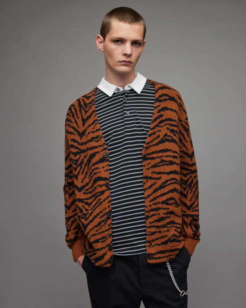 Prendas De Punto Allsaints Catt Tiger Cardigan Hombre Cobra | RP7589264