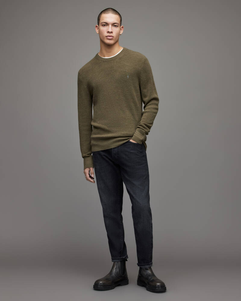 Prendas De Punto Allsaints Ivar Merino Crew Jumper Hombre Verde Oliva Verdes | KN4690375