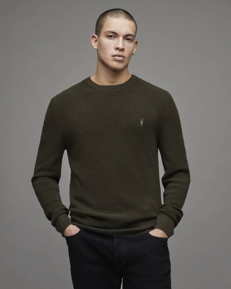 Prendas De Punto Allsaints Ivar Merino Crew Jumper Hombre Verdes | UB9756024