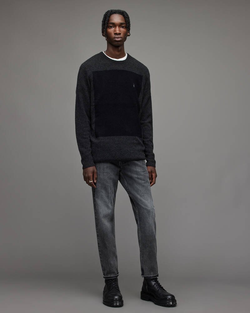 Prendas De Punto Allsaints Lobke Knit Crew Jumper Hombre Negros | CO1423608