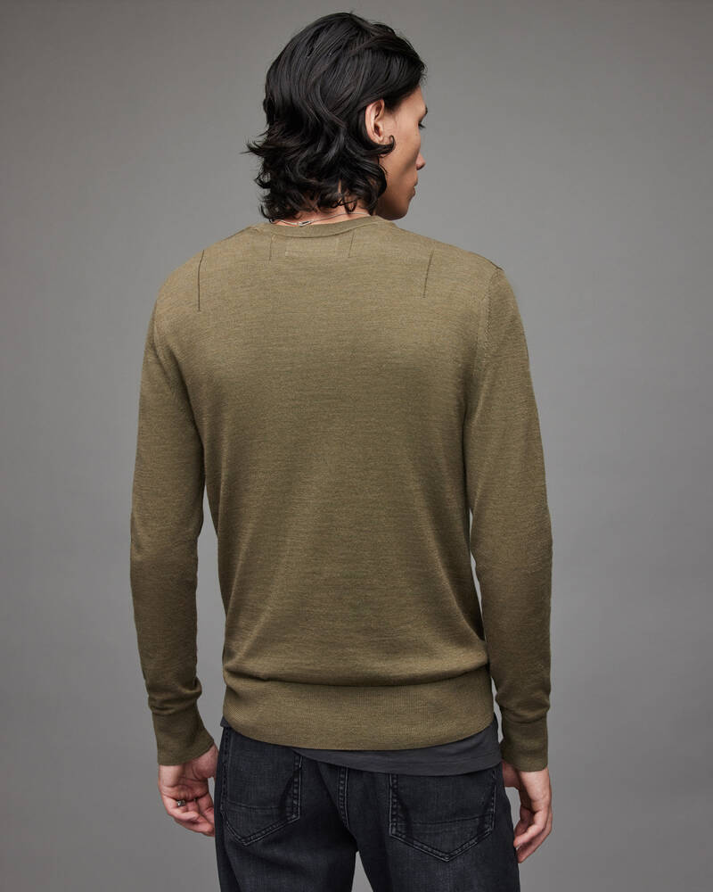 Prendas De Punto Allsaints Mode Merino Crew Jumper Hombre Verde Oliva Verdes | JA6315427