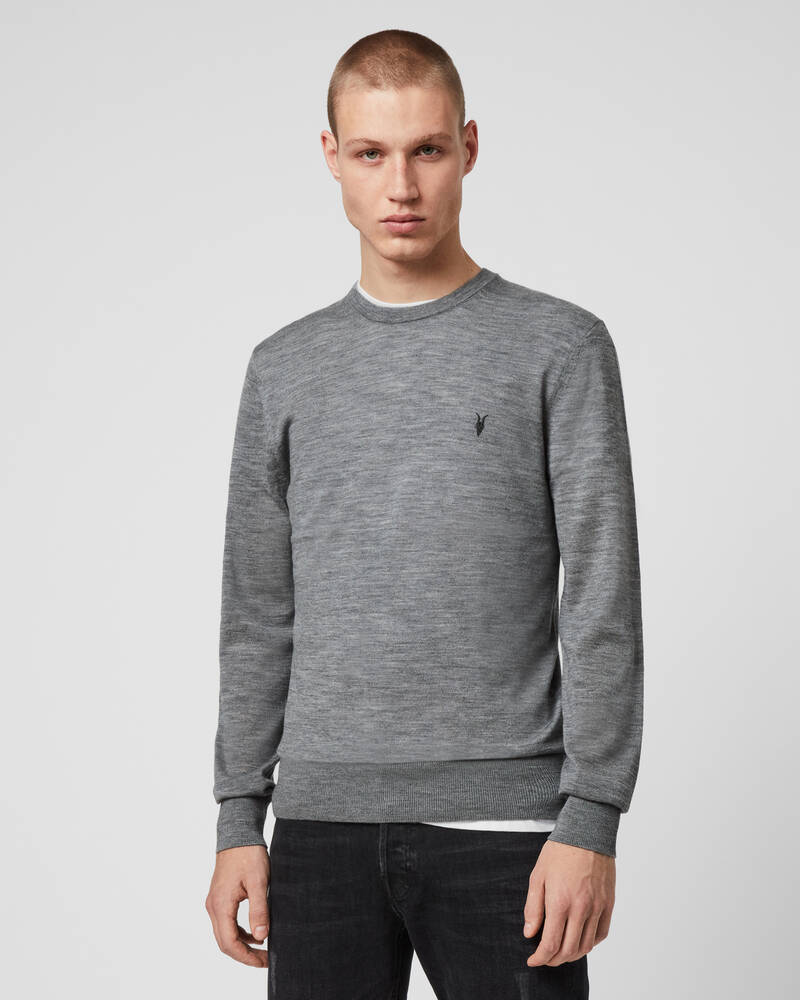 Prendas De Punto Allsaints Mode Merino Crew Jumper Hombre Grises | RM6045187