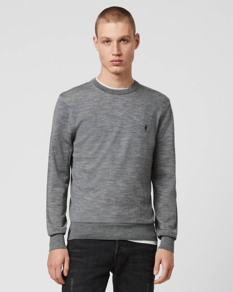 Prendas De Punto Allsaints Mode Merino Crew Jumper Hombre Grises | RM6045187