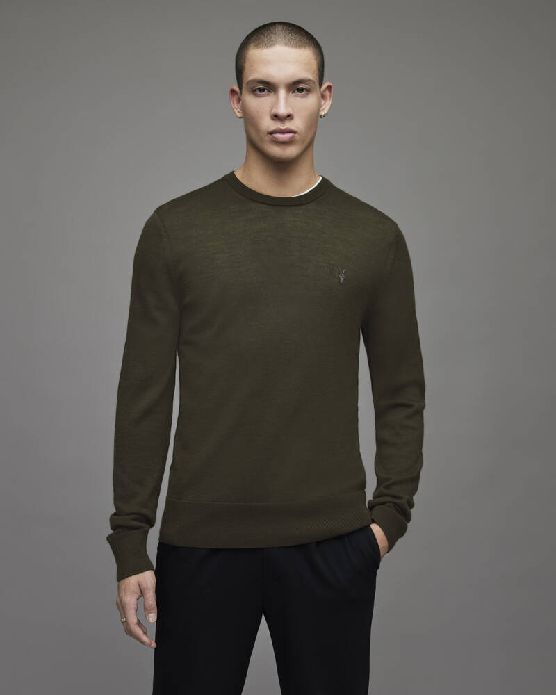 Prendas De Punto Allsaints Mode Merino Crew Jumper Hombre Verdes | ZH3157869