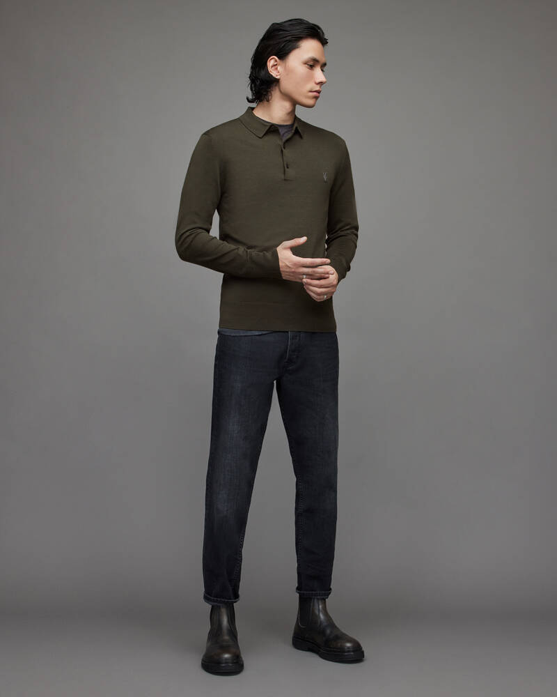 Prendas De Punto Allsaints Mode Merino Long Sleeve Shirt Hombre Verdes | HD7258340