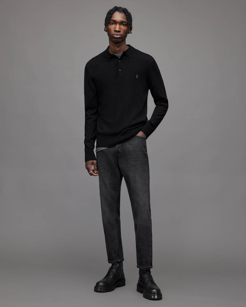 Prendas De Punto Allsaints Mode Merino Long Sleeve Shirt Hombre Negros | JL6489217