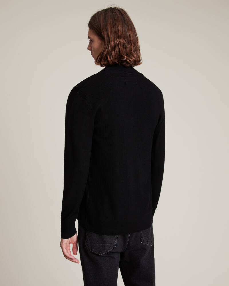 Prendas De Punto Allsaints Mode Merino Open Cardigan Hombre Negros | NH3561248