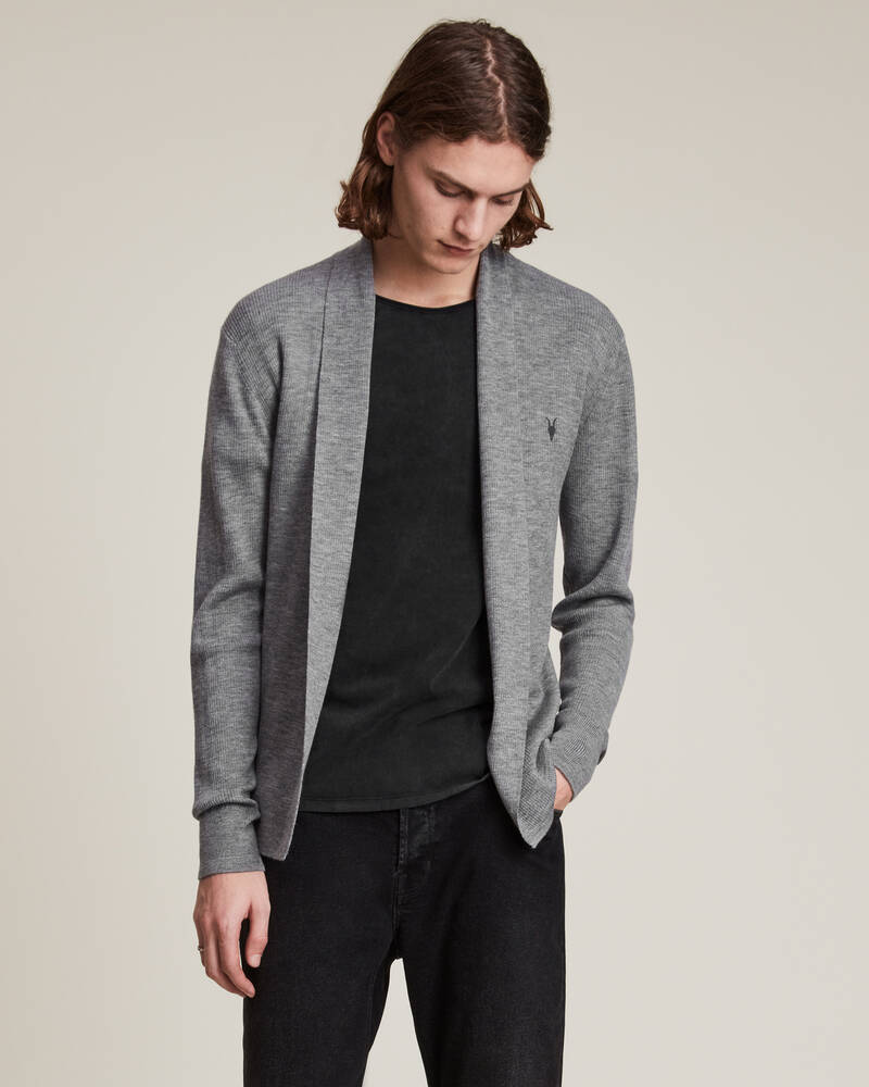 Prendas De Punto Allsaints Mode Merino Open Cardigan Hombre Grises | ZY0672148