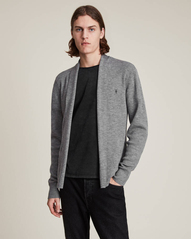 Prendas De Punto Allsaints Mode Merino Open Cardigan Hombre Grises | ZY0672148