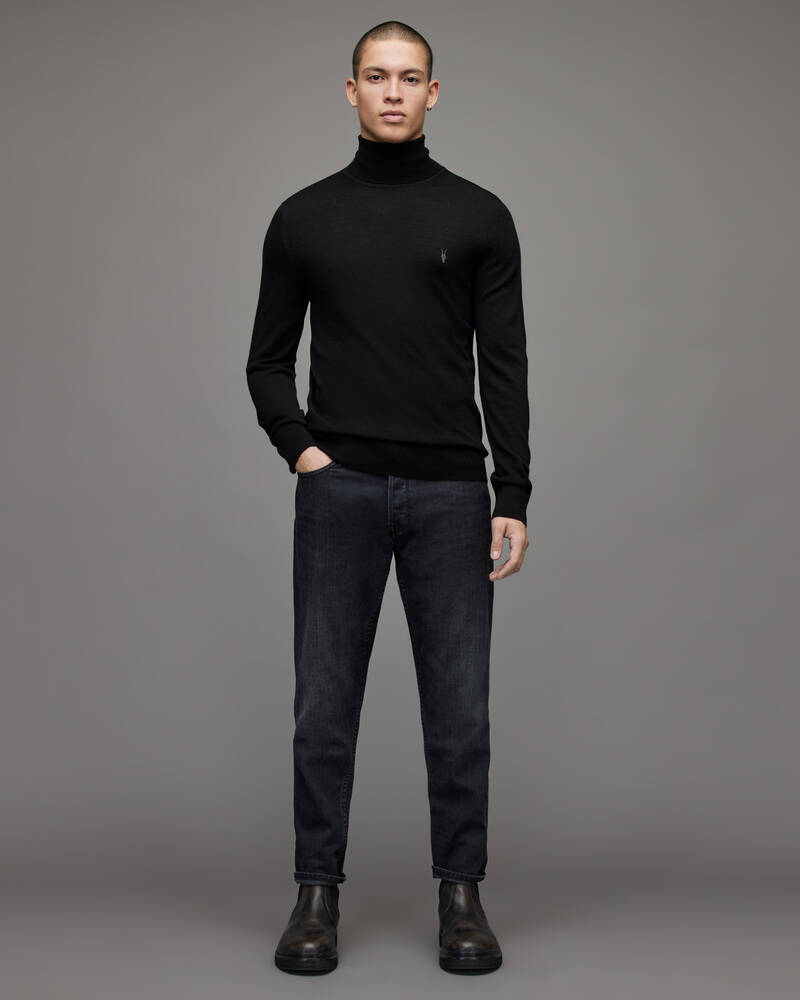 Prendas De Punto Allsaints Mode Merino Roll Neck Jumper Hombre Negros | XU0239154