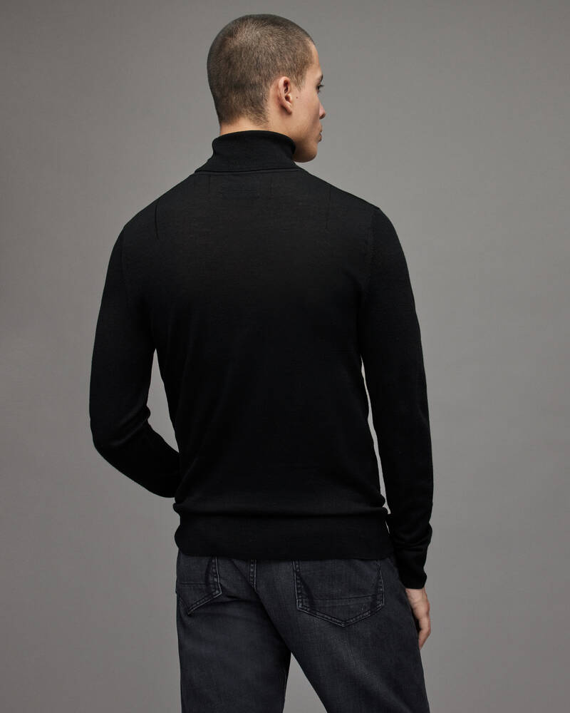 Prendas De Punto Allsaints Mode Merino Roll Neck Jumper Hombre Negros | XU0239154