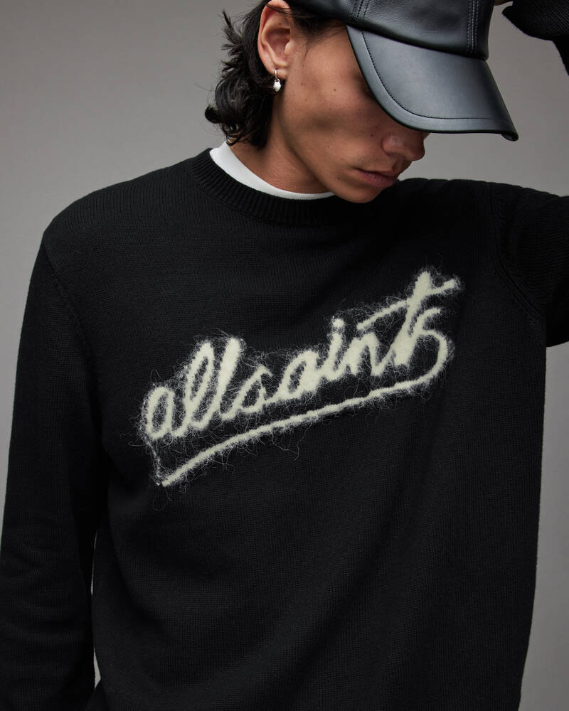 Prendas De Punto Allsaints Signature Crew Jumper Hombre Negros | PX6372895