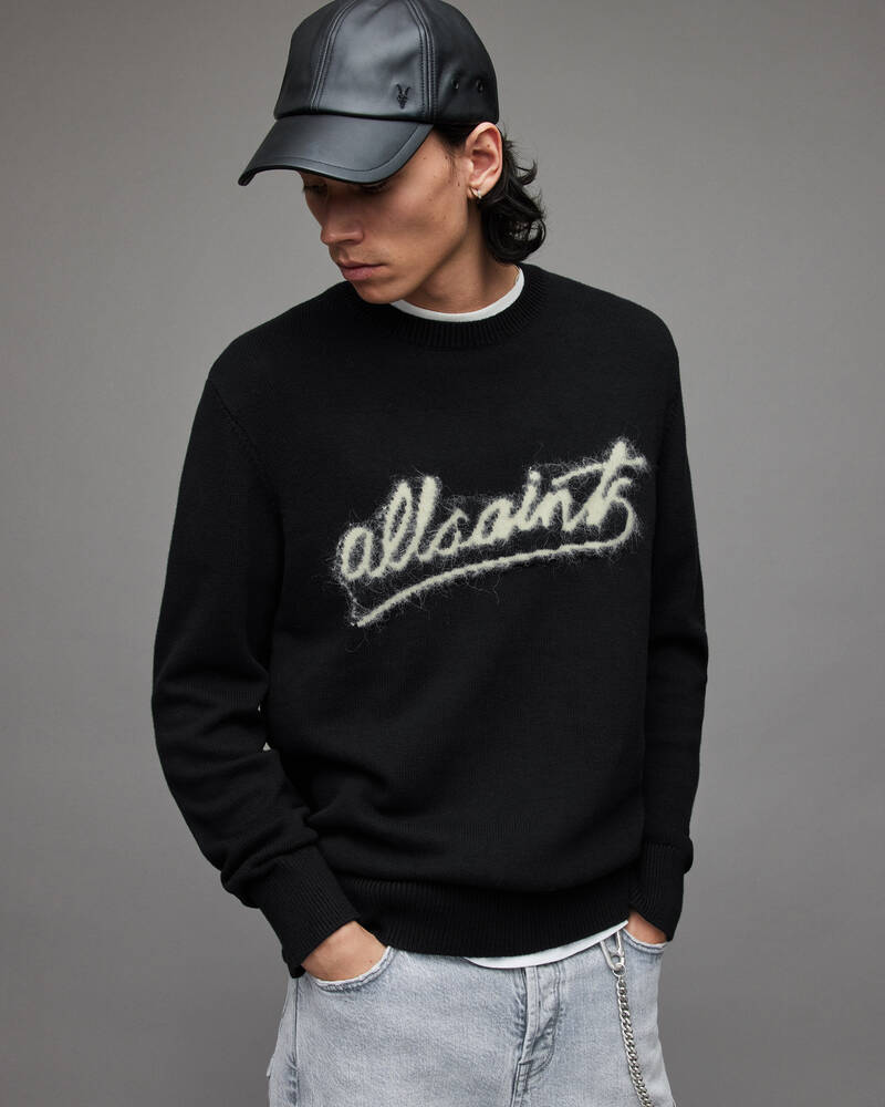 Prendas De Punto Allsaints Signature Crew Jumper Hombre Negros | PX6372895