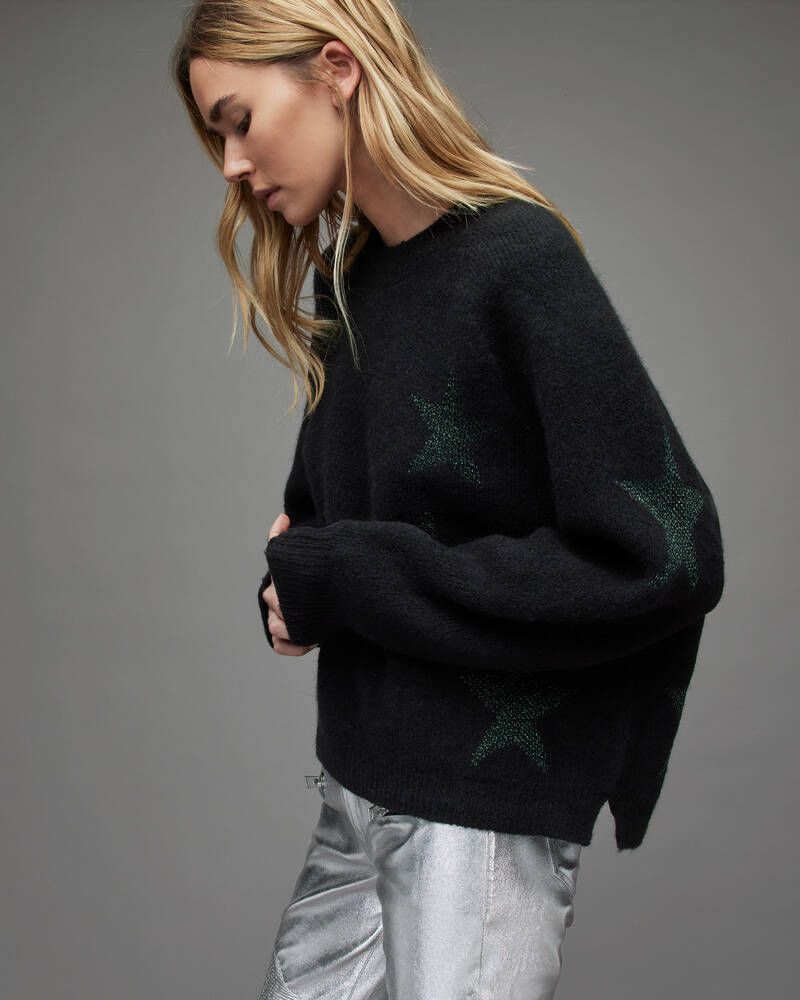 Prendas De Punto Allsaints Star Jacquard Jumper Mujer Negros Verdes | ZK5472098