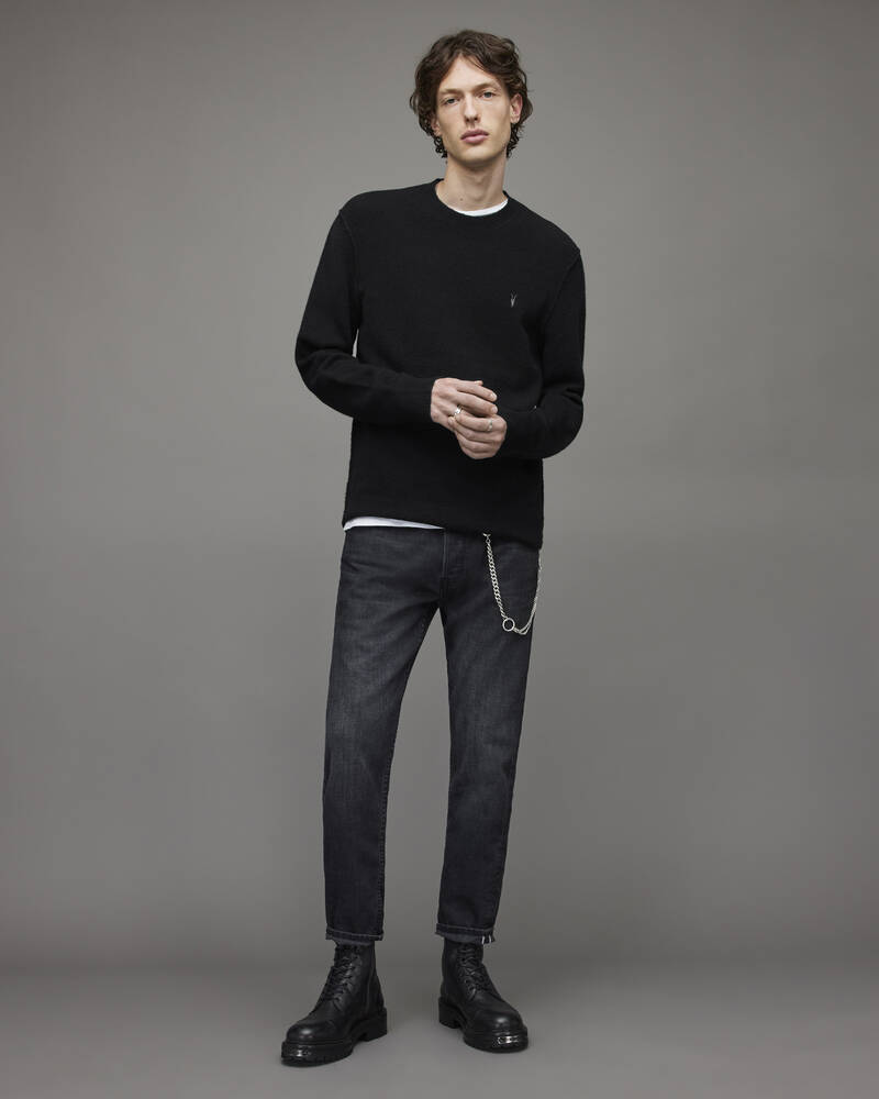 Prendas De Punto Allsaints Statten Crew Jumper Hombre Negros | UD2834196