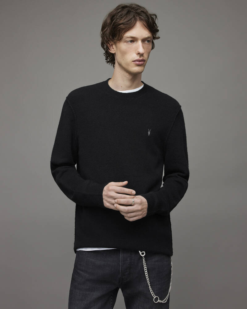 Prendas De Punto Allsaints Statten Crew Jumper Hombre Negros | UD2834196