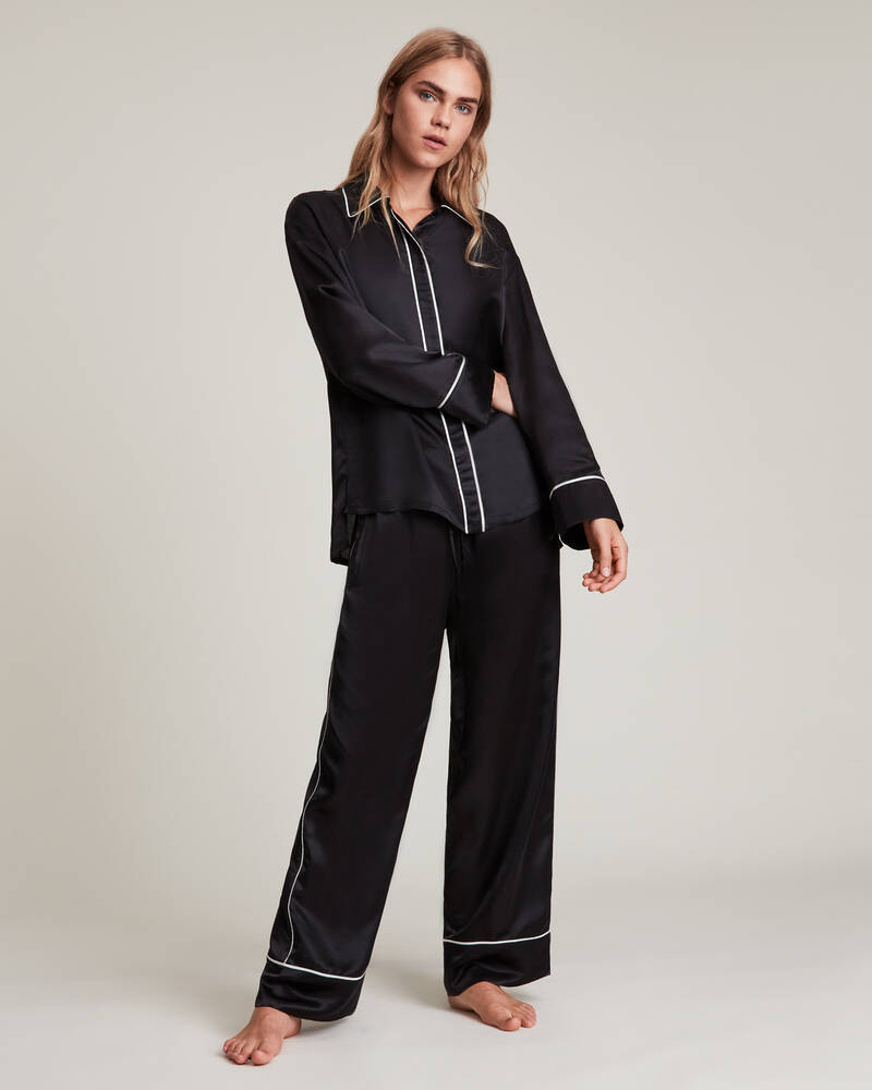 Ropa De Dormir Allsaints Sofi Silk Blend Pyjama Mujer Negros | BZ8297354