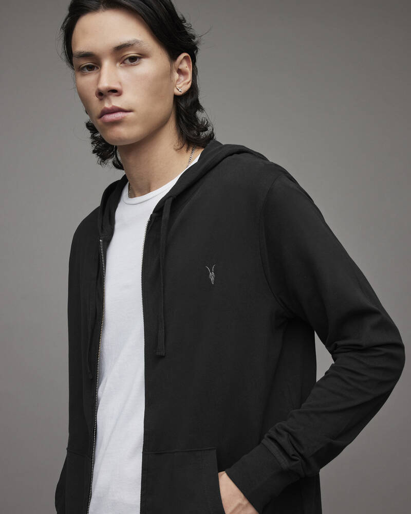 Sudadera Con Capucha Allsaints Brace Brushed Algodon Hombre Negros | PS8510927