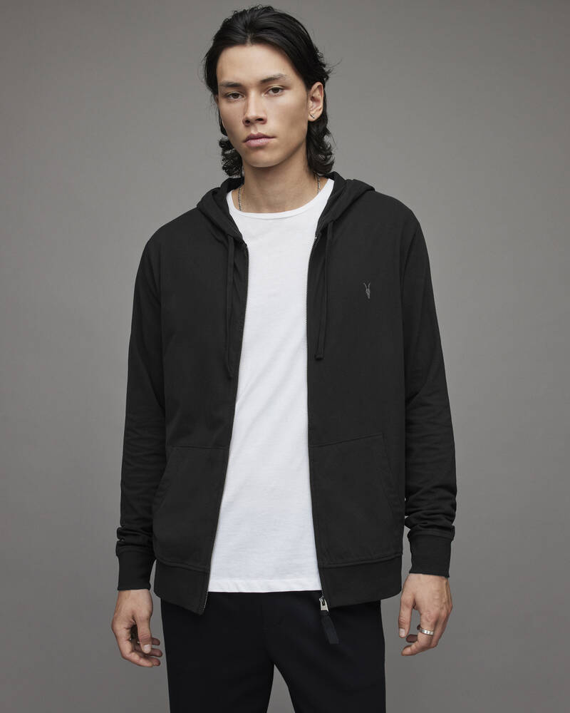 Sudadera Con Capucha Allsaints Brace Brushed Algodon Hombre Negros | PS8510927