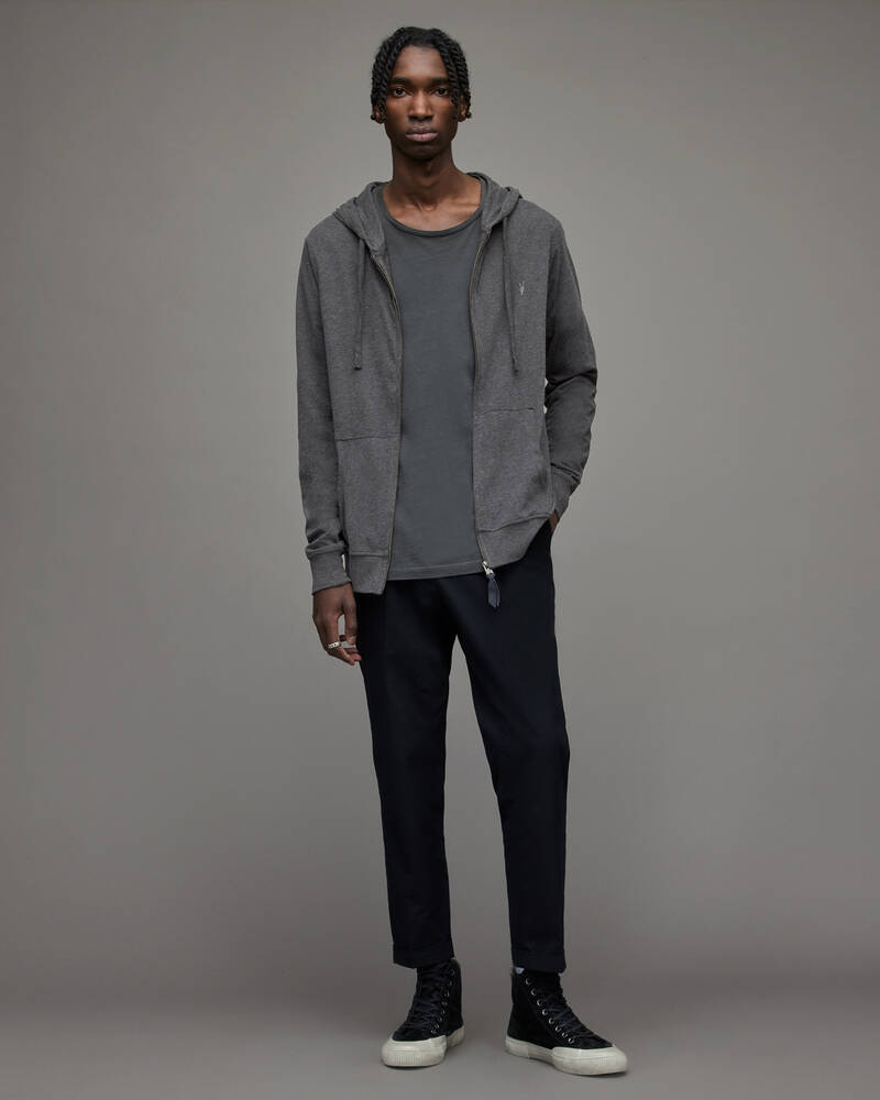 Sudadera Con Capucha Allsaints Brace Brushed Algodon Hombre Grises | TN5249613