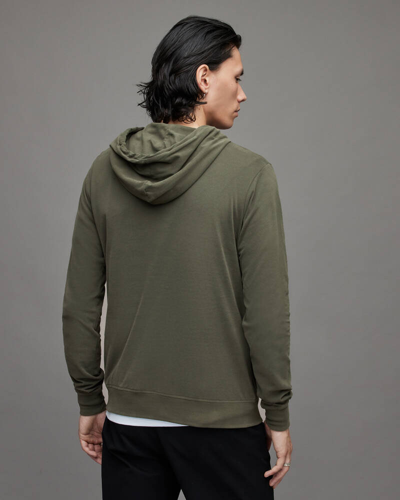 Sudadera Con Capucha Allsaints Brace Pullover Brushed Algodon Hombre Kaki Verdes | UL3824079