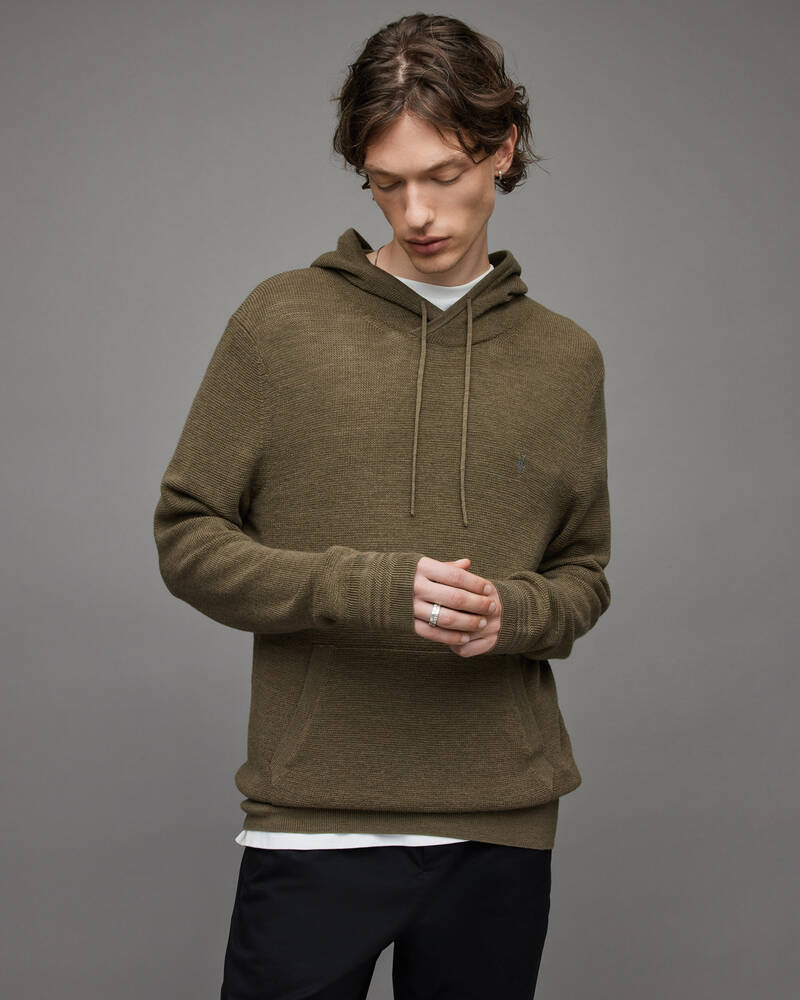 Sudadera Con Capucha Allsaints Ivar Merino Hombre Verde Oliva Verdes | IZ3925064