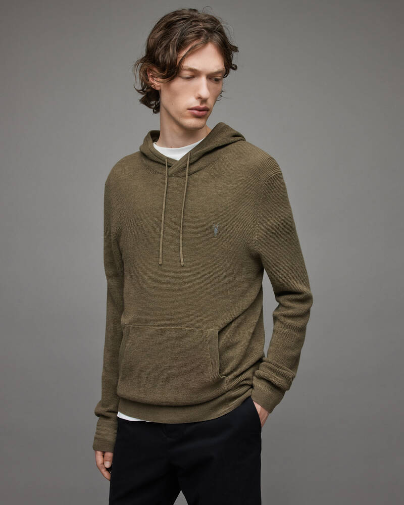 Sudadera Con Capucha Allsaints Ivar Merino Hombre Verde Oliva Verdes | IZ3925064