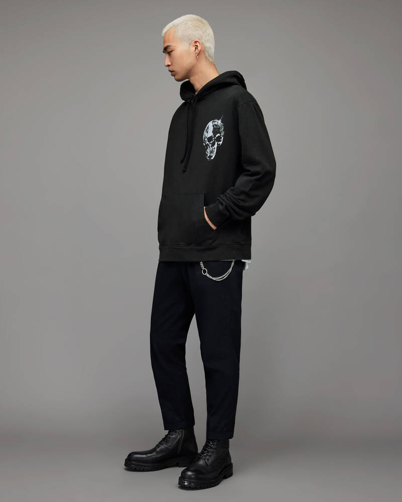 Sudadera Con Capucha Allsaints Mirror Skull Pullover Hombre Negros | ZL0278415